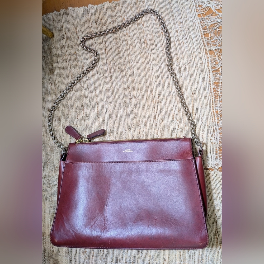 A.P.C. Ella Chain Burgundy/Red Bag RARE COLOR